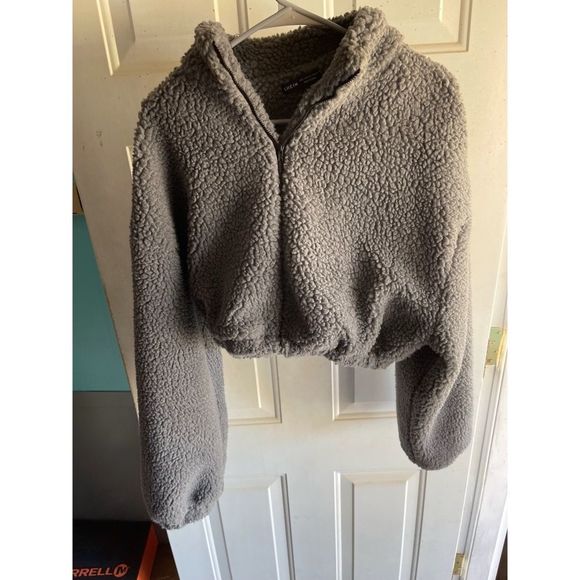 Full Zip Teddy Jacket (Large) (Grey) - Picture 2 of 4